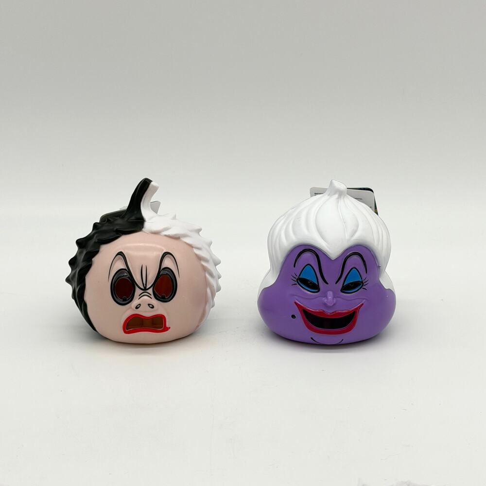 Set of 2 Disney Villains Lit LED Pumpkins Ursula & Cruella De Vil NEW